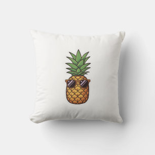 Cool Pineapple with Sunglasses Throw Pillow
