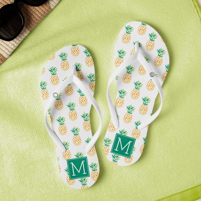 Cool Pineapples Monogrammed Flip Flops (Creator Uploaded)
