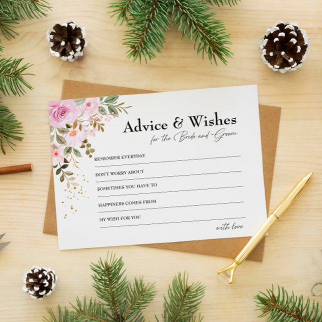 Cool Pink Advice & Wishes for Bride and Groom Card (Cool Pink Advice & Wishes for Bride and Groom Card)