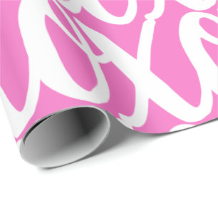 Cool Pink and White Fun Pattern Wrapping Paper