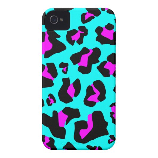 Cool Pink/Aqua Leopard Print - iPhone 4/4s Case (Back)