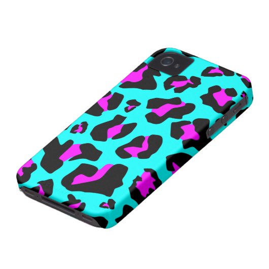 Cool Pink/Aqua Leopard Print - iPhone 4/4s Case (Bottom)