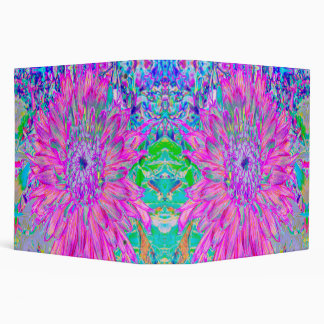 Cool Pink Blue and Purple Artsy Dahlia Bloom 3 Ring Binder