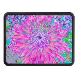 Cool Pink Blue and Purple Artsy Dahlia Bloom Hitch Cover