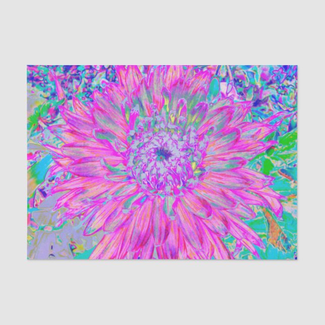 Cool Pink Blue and Purple Artsy Dahlia Bloom Tissue Paper (Front)