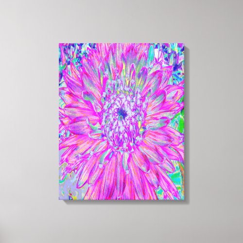 Cool Pink Blue and Purple Cactus Dahlia Explosion Canvas Print