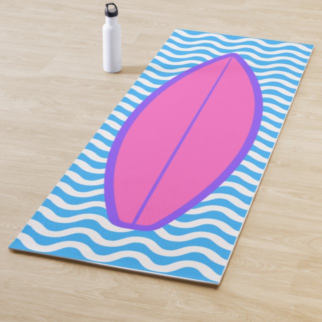 Cool Pink Blue Waves Surfing Yoga Mat (In Situ)