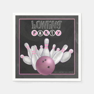 Cool Pink Bowling Party Paper Napkins