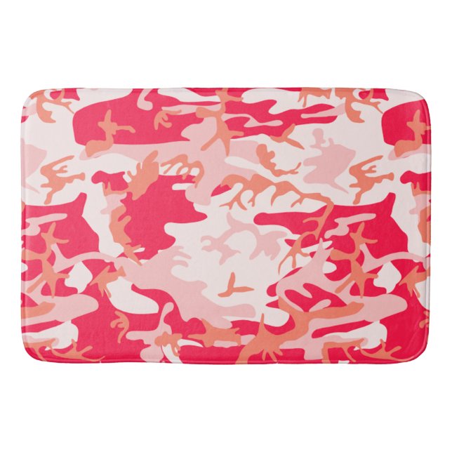 Cool Pink Camo Pattern Bathroom Mat (Front)