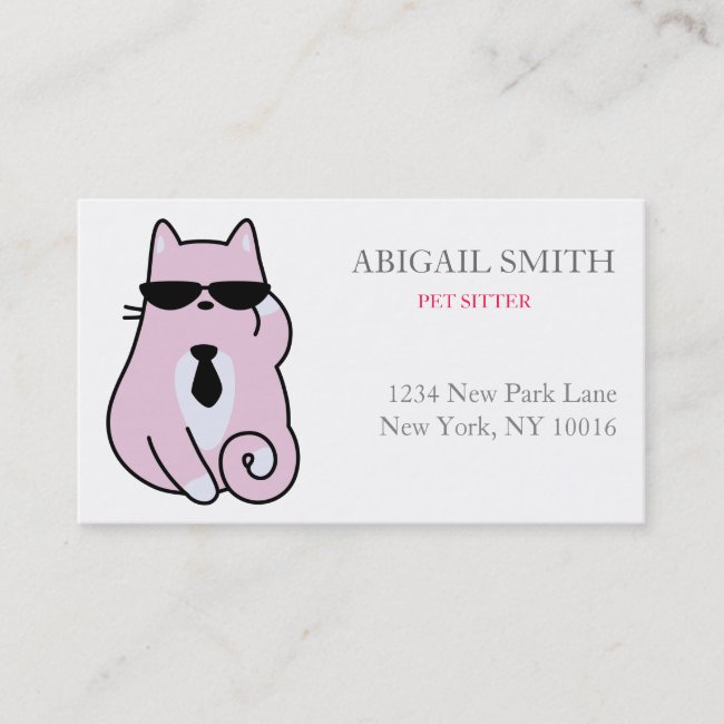 Cool Pink Cat- Personalized Business Card