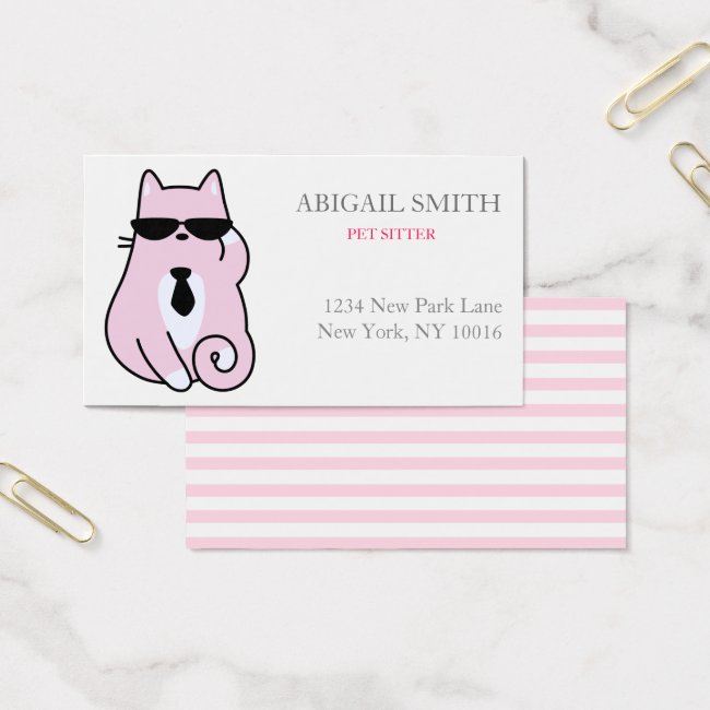 Cool Pink Cat- Personalized Business Card