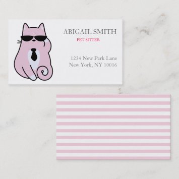 Cool Pink Cat- Personalized Business Card