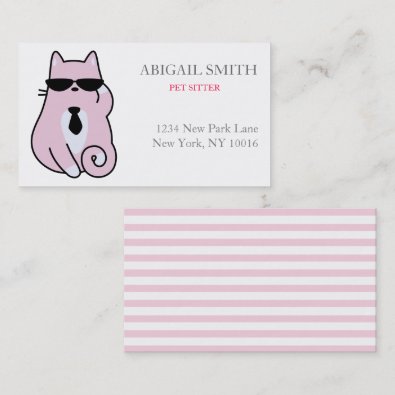 Cool Pink Cat- Personalized Business Card