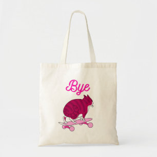 Cool Pink Cat Skating With Style Tote Bag
