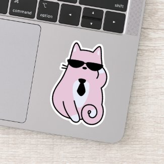 Cool Pink Cat with Sunglasses Sticker