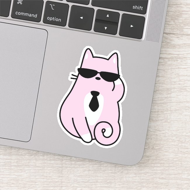 Cool Pink Cat with Sunglasses