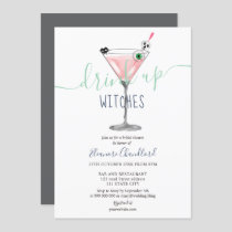 Cool pink cocktail witches Halloween bridal shower Invitation