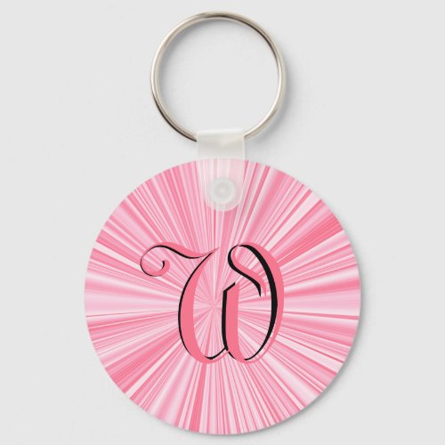 Cool Pink Color Burst Monogram Initial Custom Keychain