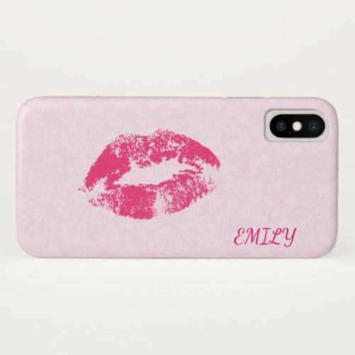 Cool Pink Damask And Lips iPhone X Case