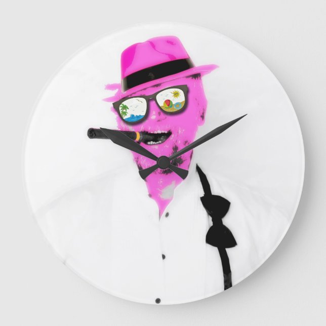Cool Pink Dude Clock! Large Clock (Front)
