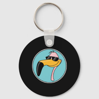 cool pink flamingo in sunglasses keychain
