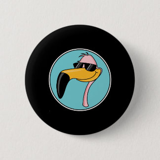 cool pink flamingo in sunglasses pinback button