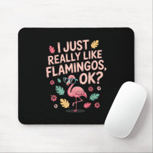 Cool Pink Flamingo Lover Gift for Men Women Mouse Pad