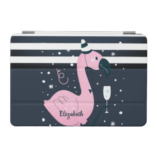 Cool Pink Flamingo Nautical Navy Blue Striped    iPad Mini Cover