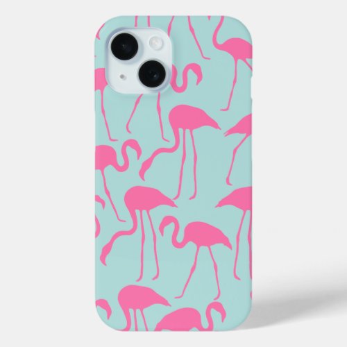 Cool Pink Flamingo Pattern iPhone 15 Case