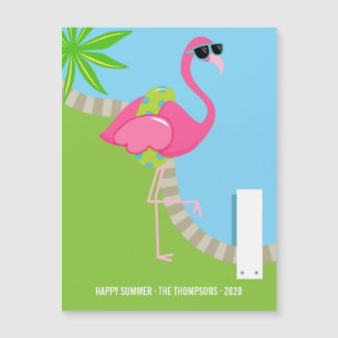 Cool Pink Flamingo Summer Greeting