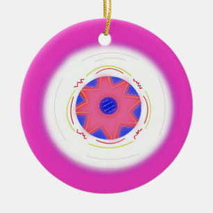 Cool Pink Frisbee Ceramic Ornament