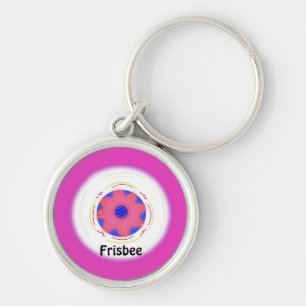 Cool Pink Frisbee Design Keychain
