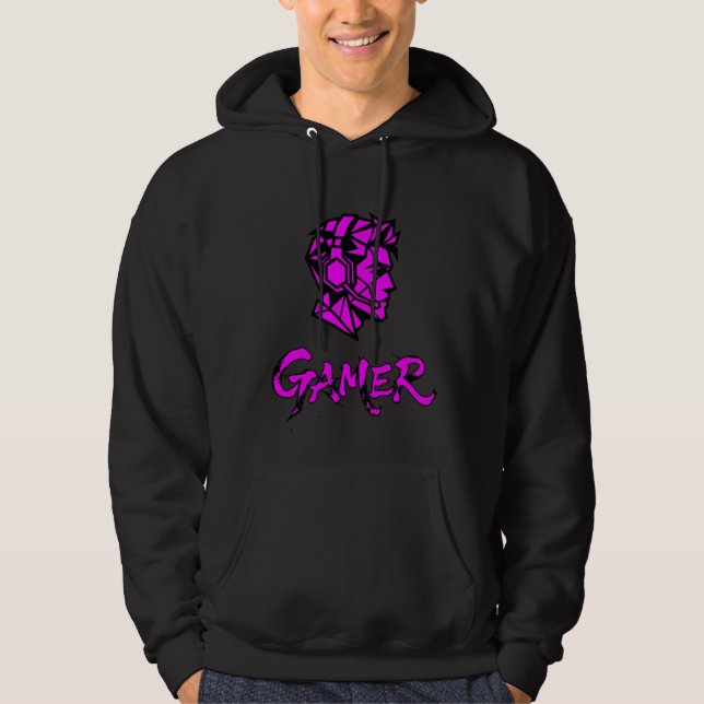 Cool Pink Geometric Gamer  Hoodie (Front)
