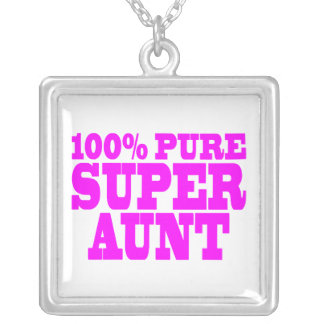 Cool Pink Gifts for Aunts : 100% Pure Super Aunt Silver Plated Necklace