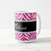 Cool Pink Glitter Girly Black Zebra Coffee Mug (Front Right)