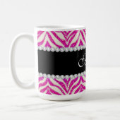 Cool Pink Glitter Girly Black Zebra Coffee Mug (Left)