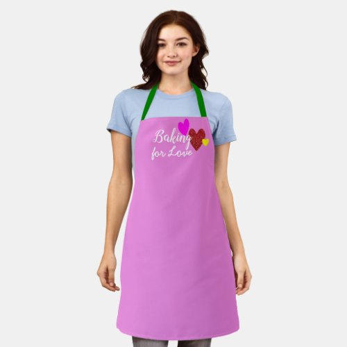 Cool Pink Hearts Baking For Love Grill Chef Bakers Apron