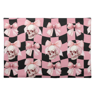 Cool Pink Kitchen Skeleton Halloween  Cloth Placemat