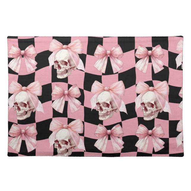 Cool Pink Kitchen Skeleton Halloween  Cloth Placemat (Front)