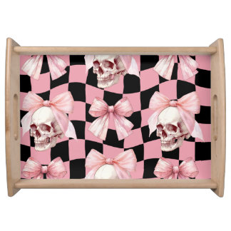 Cool Pink Kitchen Skeleton Halloween Serving Tray