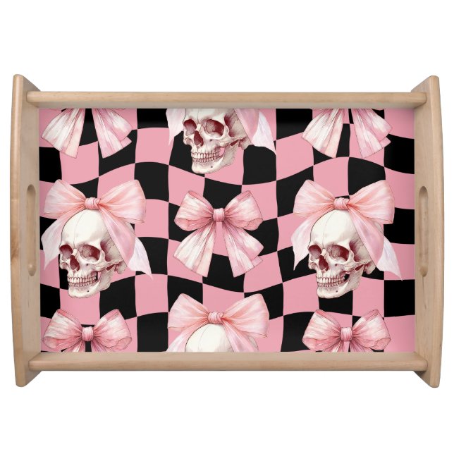 Cool Pink Kitchen Skeleton Halloween  Serving Tray (Front)