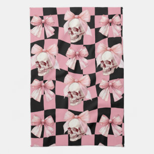 Cool Pink Kitchen Skeleton Halloween Towel