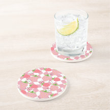 Cool Pink Kitchen Strawberries Checkered Design