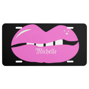 Cool Pink Lip Name License Plate
