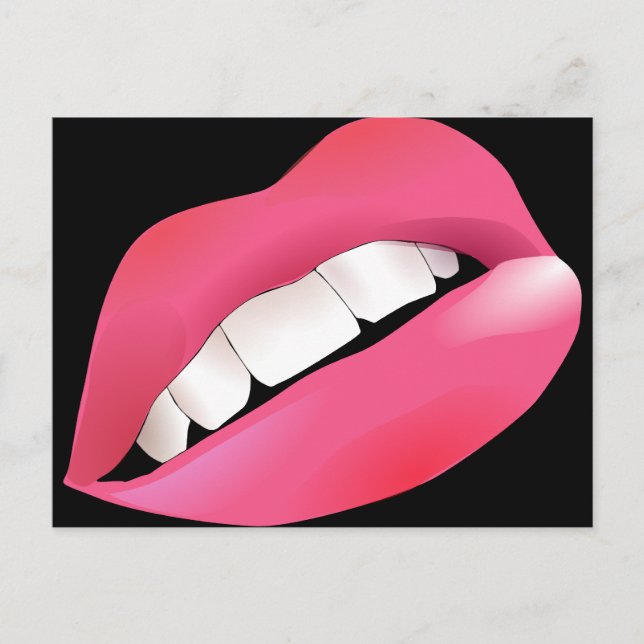 Cool Pink Lips Postcard (Front)