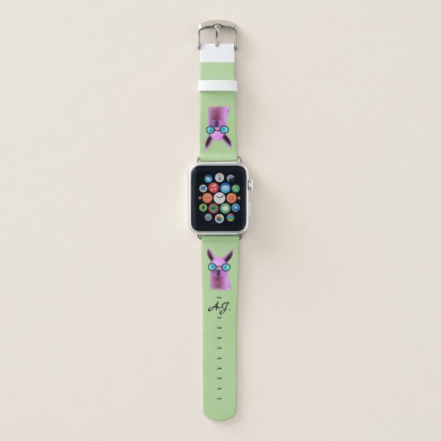 Cool Pink Llama Apple Watch Strap (Front)