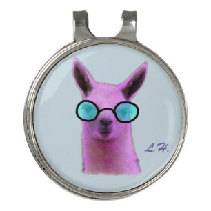 Cool Pink Llama! Golf Ball Markers. Hat Clip