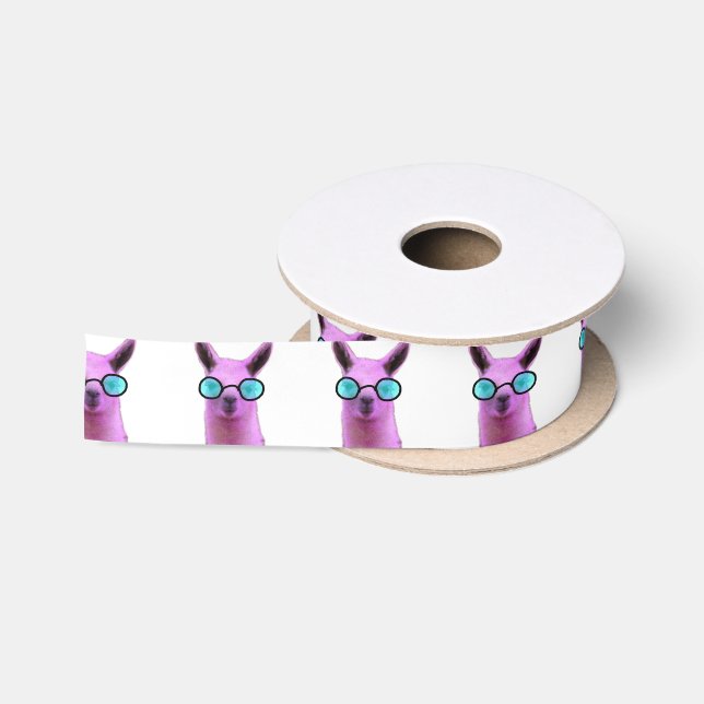 Cool Pink Llama! Satin Ribbon (Spool)