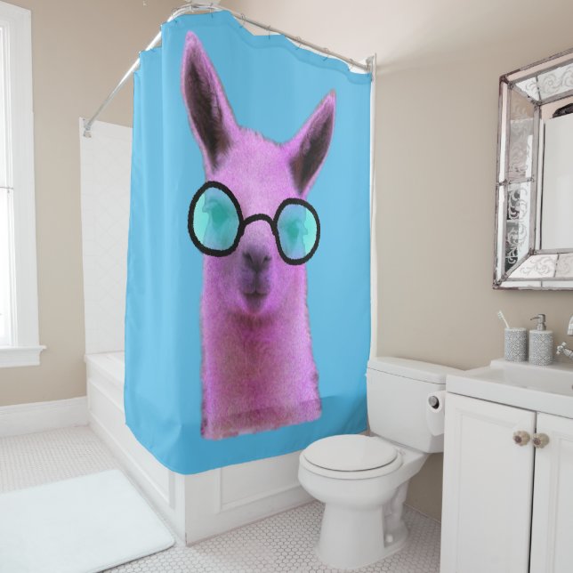 Cool Pink Llama! Shower Curtain (In Situ)