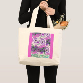 Cool Pink Lovely hearts Large Tote Bag